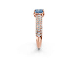 Rose gold Fancy Blue Cushion Cut Diamond Solitaire Ring with Three-Row Pavé Band and Four-Prong Setting_40
