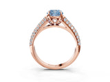 Rose gold Fancy Blue Cushion Cut Diamond Solitaire Ring with Three-Row Pavé Band and Four-Prong Setting_41