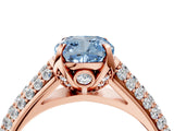Rose gold Fancy Blue Cushion Cut Diamond Solitaire Ring with Three-Row Pavé Band and Four-Prong Setting_42