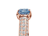 Rose gold Fancy Blue Cushion Cut Diamond Solitaire Ring with Three-Row Pavé Band and Four-Prong Setting_43
