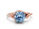 Rose gold Fancy Blue Cushion Cut Diamond Solitaire Ring with Twist Band and Four-Prong Setting_74