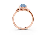 Rose gold Fancy Blue Cushion Cut Diamond Solitaire Ring with Twist Band and Four-Prong Setting_77
