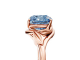 Rose gold Fancy Blue Cushion Cut Diamond Solitaire Ring with Twist Band and Four-Prong Setting_79