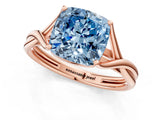 Rose gold Fancy Blue Cushion Cut Diamond Solitaire Twist Band Prong Setting Ring_72