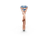 Rose gold Fancy Blue Cushion Cut Diamond Solitaire Twist Band Prong Setting Ring_73