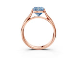 Rose gold Fancy Blue Cushion Cut Diamond Solitaire Twist Band Prong Setting Ring_74