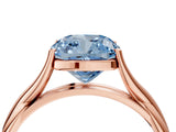 Rose gold Fancy Blue Cushion Cut Diamond Solitaire Twist Band Prong Setting Ring_75
