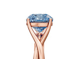 Rose gold Fancy Blue Cushion Cut Diamond Solitaire Twist Band Prong Setting Ring_76