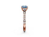 Rose gold Fancy Blue Cushion  Cut Diamond Solitaire with Pave Band and Four-Prong Setting 2