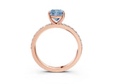 Rose gold Fancy Blue Cushion  Cut Diamond Solitaire with Pave Band and Four-Prong Setting 3