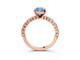 Rose gold Fancy Blue Cushion Cut Diamond Solitaire with Side Stones, Pave Band, Four-Prong Setting_93