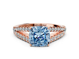 Rose gold Fancy Blue Cushion Cut Diamond Split Shank Pavé Engagement Ring with Four-Prong Setting_58