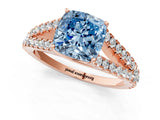 Rose gold Fancy Blue Cushion Cut Diamond Split Shank Pavé Engagement Ring with Four-Prong Setting_59
