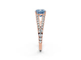 Rose gold Fancy Blue Cushion Cut Diamond Split Shank Pavé Engagement Ring with Four-Prong Setting_60