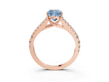 Rose gold Fancy Blue Cushion Cut Diamond Split Shank Pavé Engagement Ring with Four-Prong Setting_61