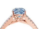 Rose gold Fancy Blue Cushion Cut Diamond Split Shank Pavé Engagement Ring with Four-Prong Setting_62