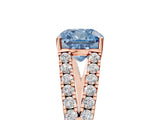 Rose gold Fancy Blue Cushion Cut Diamond Split Shank Pavé Engagement Ring with Four-Prong Setting_63