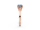 Rose gold Fancy Blue Cushion Cut Diamond Three-Stone Engagement Ring with Prong Setting and Pavé Band_2