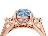 Rose gold Fancy Blue Cushion Cut Diamond Three-Stone Engagement Ring with Prong Setting and Pavé Band_4