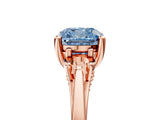 Rose gold Fancy Blue Cushion Cut Diamond Three-Stone Engagement Ring with Prong Setting and Pavé Band_5