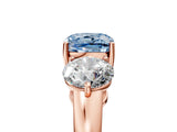 Rose gold Fancy Blue Cushion Cut Diamond Three-Stone Ring with Prong Setting and Classic Band_116