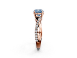 Rose gold Fancy Blue Cushion  Cut Diamond Twist Band Solitaire with Prong Setting_46