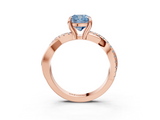 Rose gold Fancy Blue Cushion  Cut Diamond Twist Band Solitaire with Prong Setting_47
