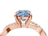 Rose gold Fancy Blue Cushion  Cut Diamond Twist Band Solitaire with Prong Setting_48