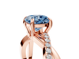 Rose gold Fancy Blue Cushion  Cut Diamond Twist Band Solitaire with Prong Setting_49