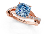 Rose gold Fancy Blue Cushion  Cut Diamond Twisted Band Engagement Ring with Prong Setting_4