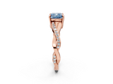 Rose gold Fancy Blue Cushion  Cut Diamond Twisted Band Engagement Ring with Prong Setting_5