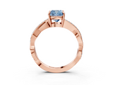 Rose gold Fancy Blue Cushion  Cut Diamond Twisted Band Engagement Ring with Prong Setting_6