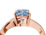 Rose gold Fancy Blue Cushion  Cut Diamond Twisted Band Engagement Ring with Prong Setting_7