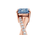Rose gold Fancy Blue Cushion  Cut Diamond Twisted Band Engagement Ring with Prong Setting_8