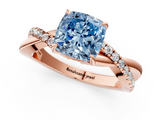 Rose gold Fancy Blue Cushion  Cut Diamond Twisted Band with Pavé Setting and Four-Prong Setting_22