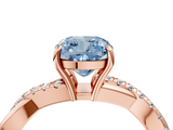 Rose gold Fancy Blue Cushion  Cut Diamond Twisted Band with Pavé Setting and Four-Prong Setting_25