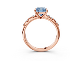 Rose gold Fancy Blue Cushion  Cut Diamond Vine Band with Four-Prong Setting_60