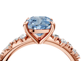 Rose gold Fancy Blue Cushion  Cut Diamond Vine Band with Four-Prong Setting_61