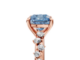 Rose gold Fancy Blue Cushion  Cut Diamond Vine Band with Four-Prong Setting_62