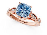 Rose gold Fancy Blue Cushion  Cut Diamond with Milgrain Marquise and Bezel Accents on a Solitaire Band with Prong Setting_188