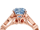 Rose gold Fancy Blue Cushion  Cut Diamond with Milgrain Marquise and Bezel Accents on a Solitaire Band with Prong Setting_191