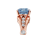 Rose gold Fancy Blue Cushion  Cut Diamond with Milgrain Marquise and Bezel Accents on a Solitaire Band with Prong Setting_192