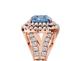 Rose gold Fancy Blue Cushion  Cut Double Halo Split Shank Diamond Ring with Prong Setting_54