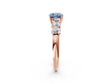Rose gold Fancy Blue Cushion  Cut Five-Stone Prong Set Diamond Ring with Classic Band_34