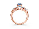 Rose gold Fancy Blue Cushion  Cut Five-Stone Prong Set Diamond Ring with Classic Band_35