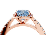 Rose gold Fancy Blue Cushion  Cut Halo Diamond Engagement Ring with Pave Band and Four-Prong Setting_32