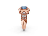 Rose gold Fancy Blue Cushion Cut Halo Diamond Engagement Ring with Pave Split Shank and Four-Prong Setting_14