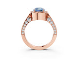 Rose gold Fancy Blue Cushion Cut Halo Diamond Engagement Ring with Split Shank Band and Four-Prong Setting_3