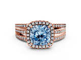 Rose gold Fancy Blue Cushion  Cut Halo Diamond Engagement Ring with Split Shank and Four-Prong Setting_20