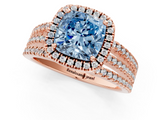 Rose gold Fancy Blue Cushion  Cut Halo Diamond Engagement Ring with Split Shank and Four-Prong Setting_21